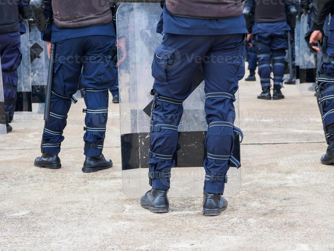Riot police control the crowd.. photo