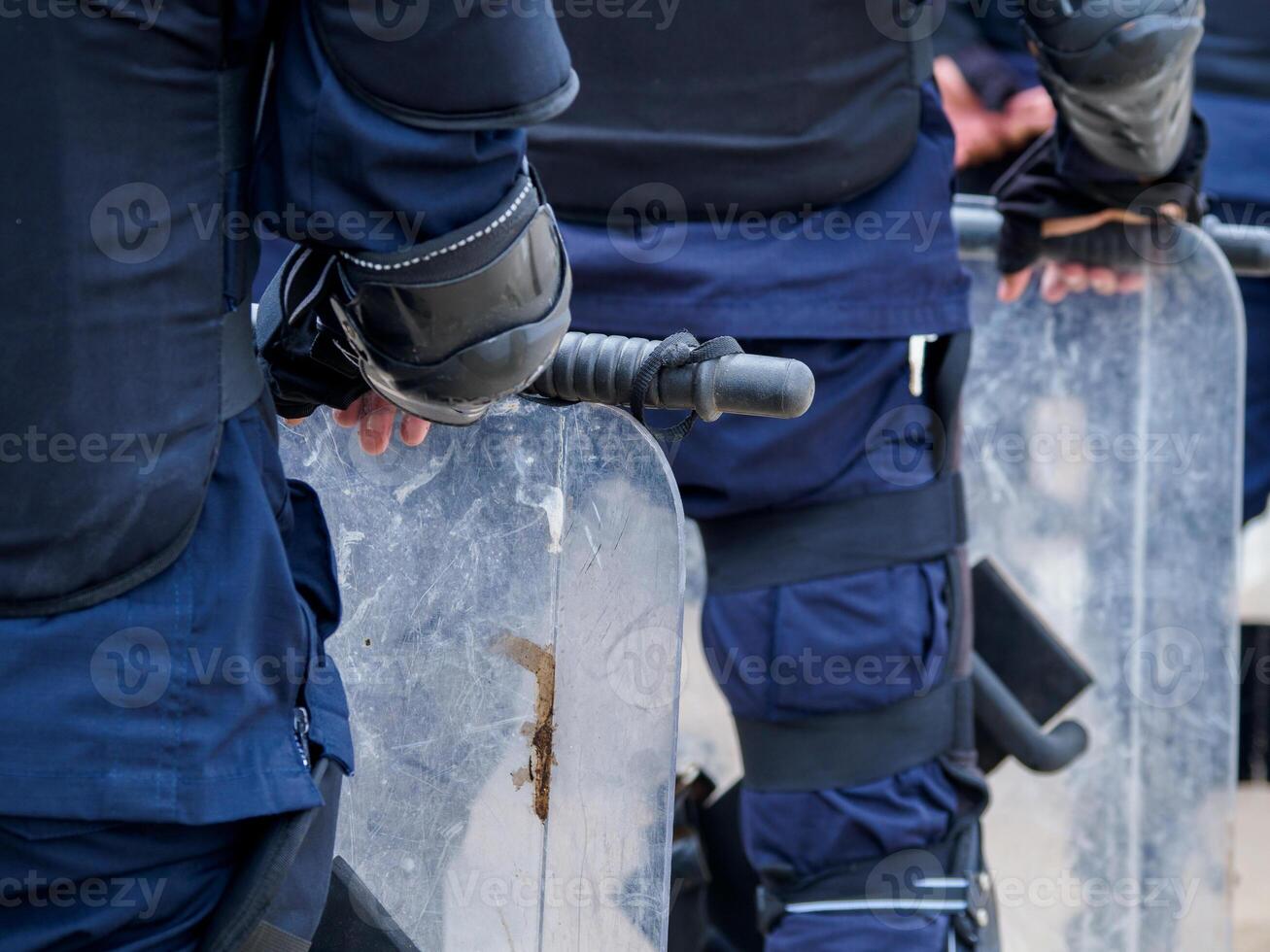 Riot police control the crowd.. photo