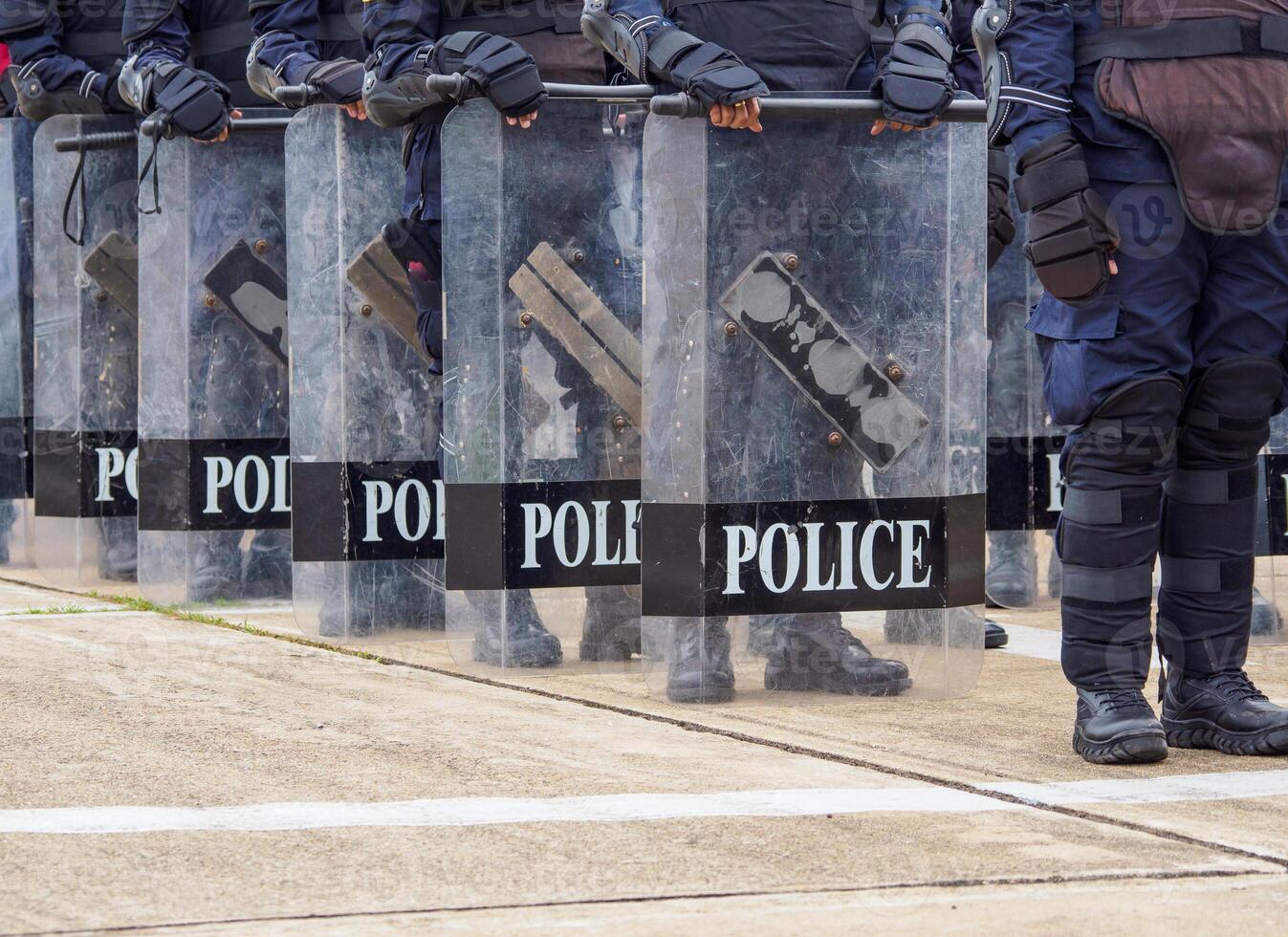 Riot police control the crowd.. photo