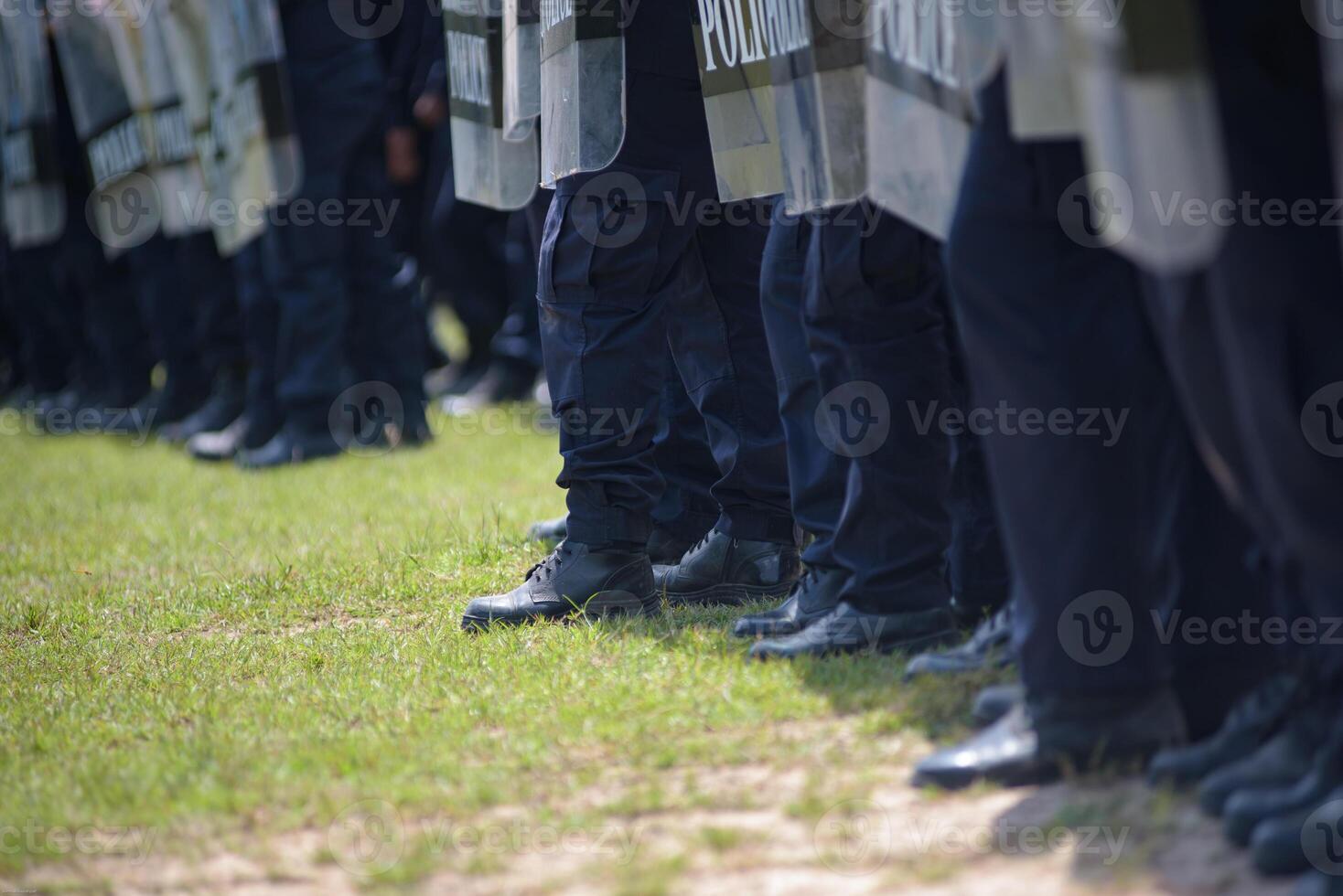 Riot police control the crowd.. photo