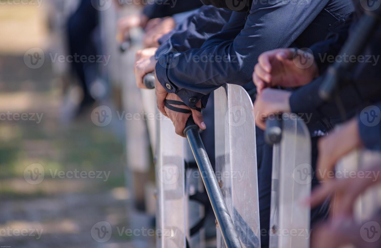 Riot police control the crowd.. photo