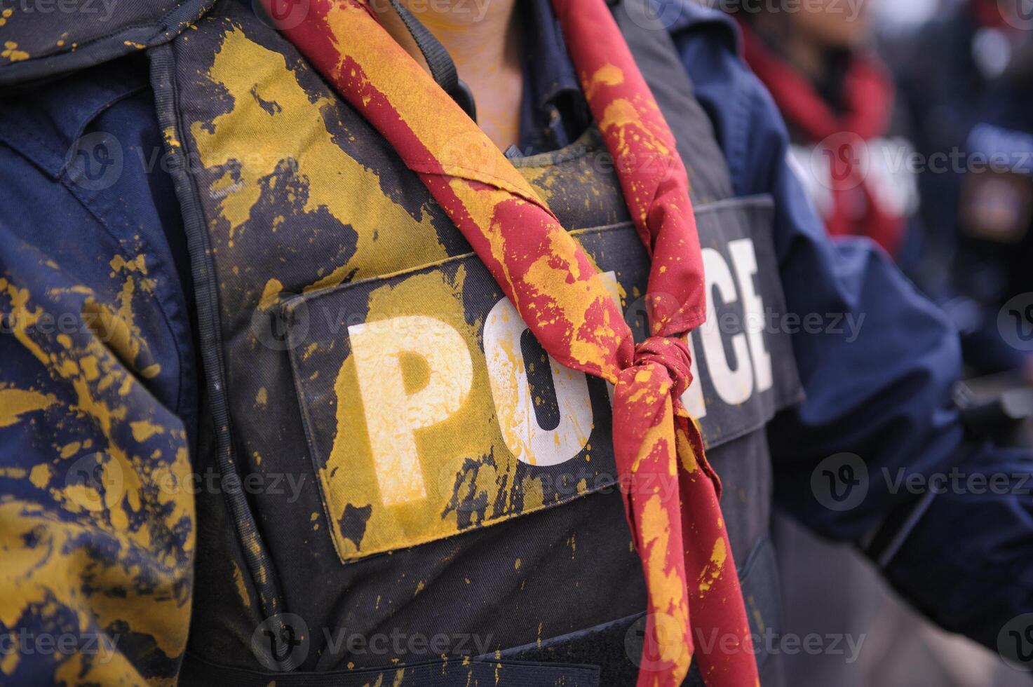 Riot police control the crowd.. photo