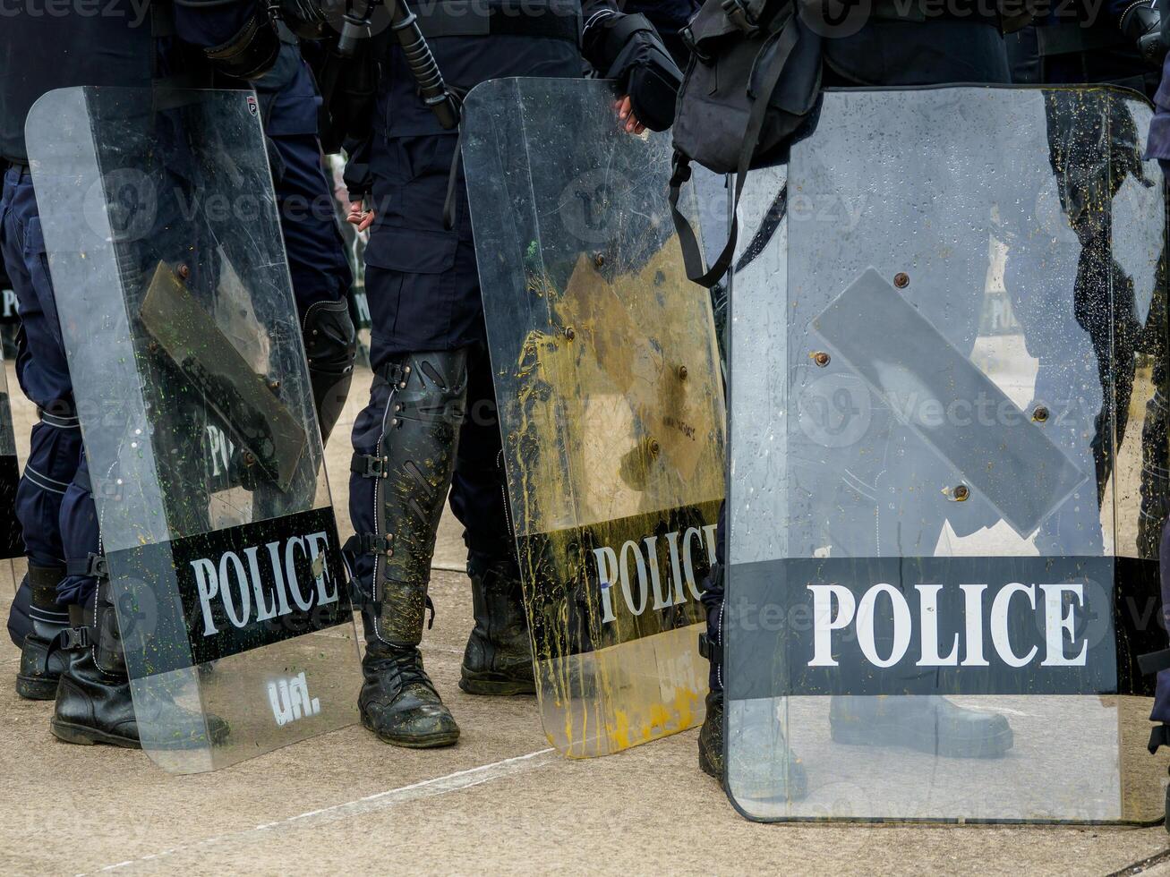Riot police control the crowd.. photo