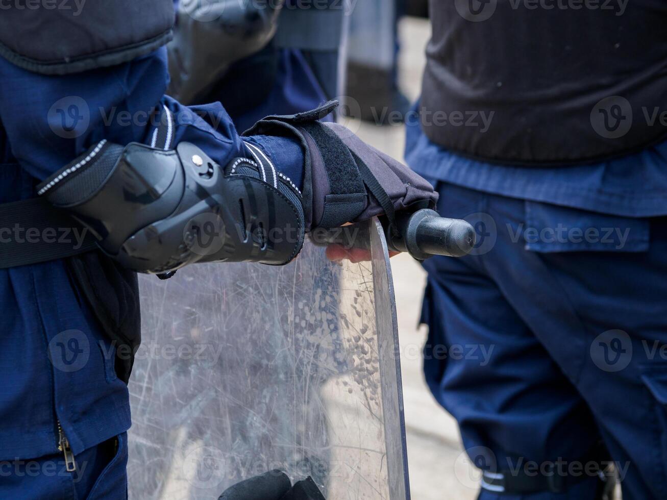 Riot police control the crowd.. photo