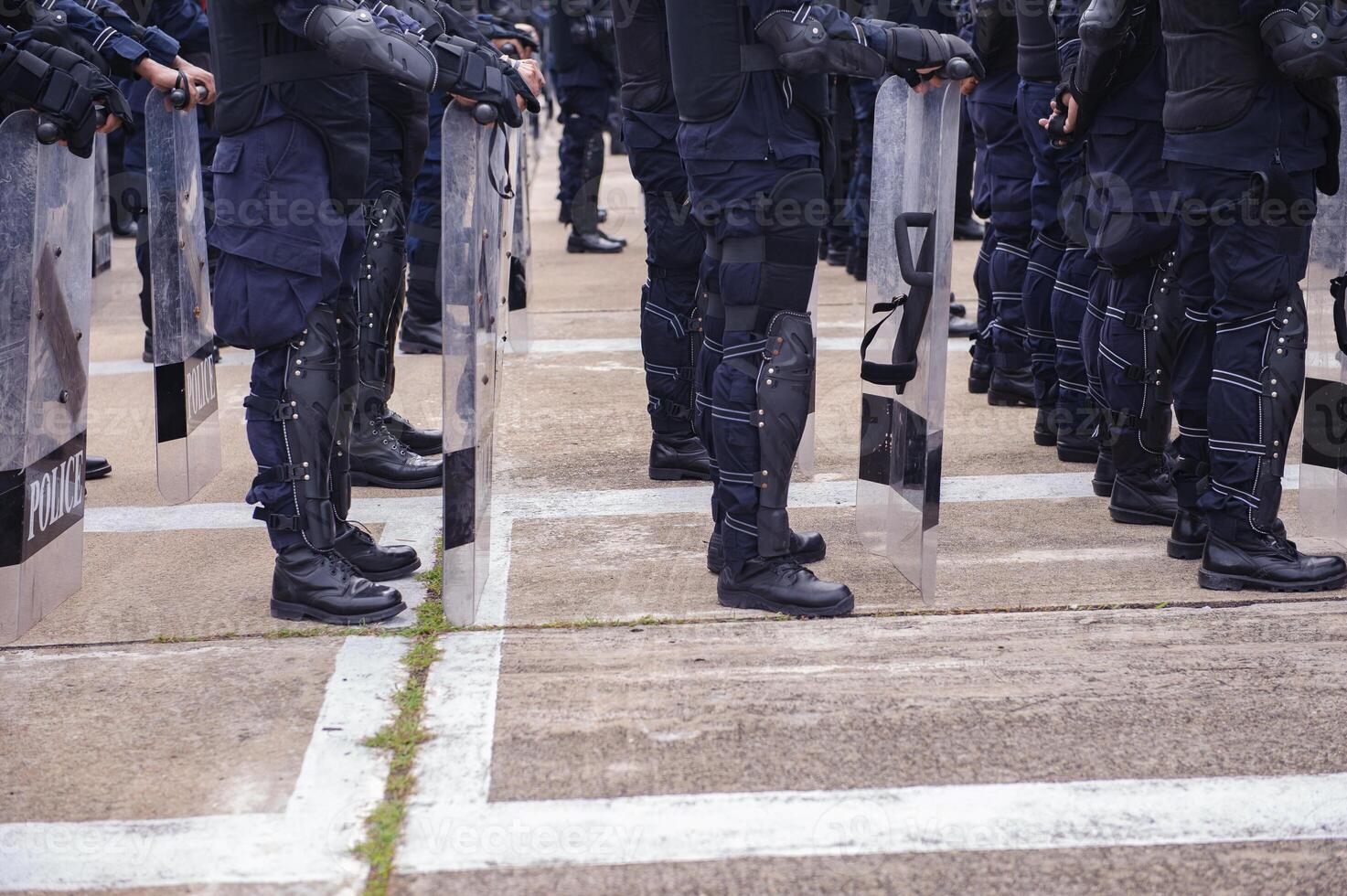Riot police control the crowd.. photo