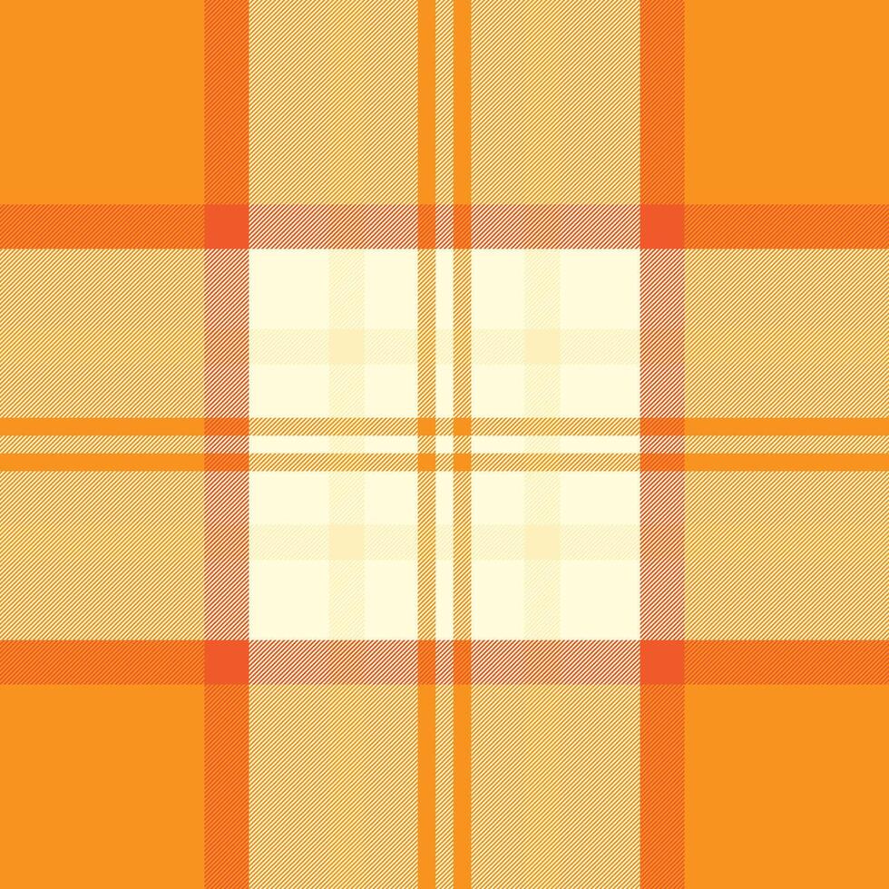 Reel texture fabric, tone plaid tartan check. Idea background textile pattern seamless in orange and light yellow colors. vector