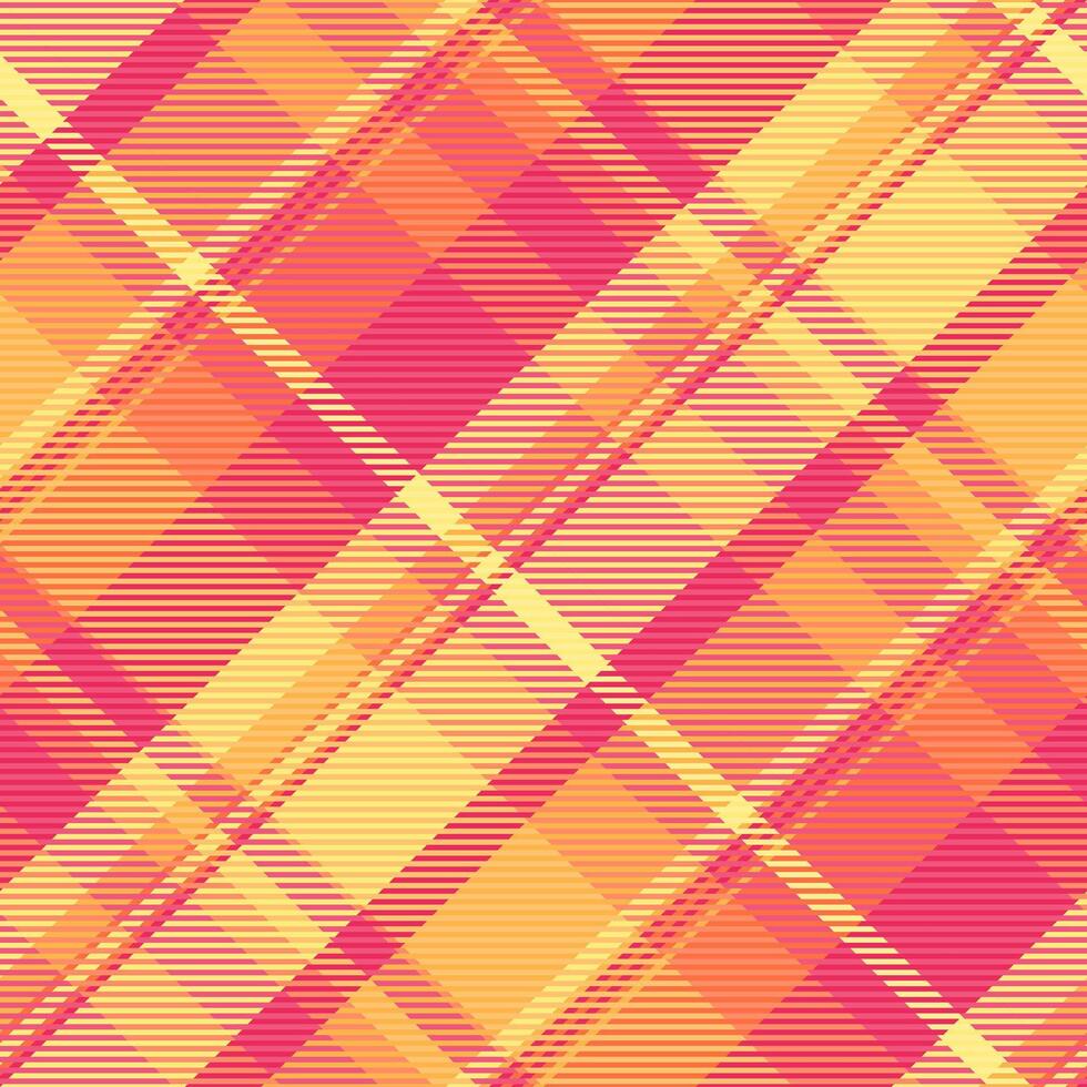 Daisy plaid check, sewing pattern textile fabric. Worldwide seamless texture background tartan in red and amber colors. vector