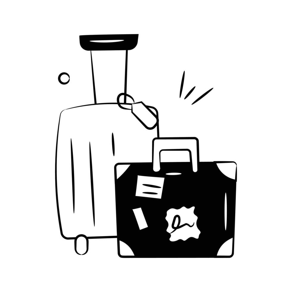 Carefully crafted icon design of luggage bags in trendy style, travel baggage customizable design vector