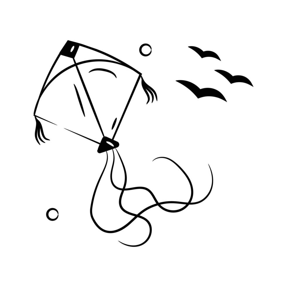 Concept icon of flying kite, outdoor recreation activity vector