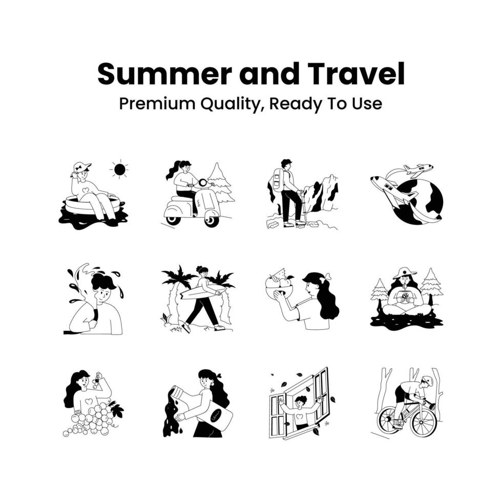 Pack of summer and travel illustrations, premium quality, ready to use vector