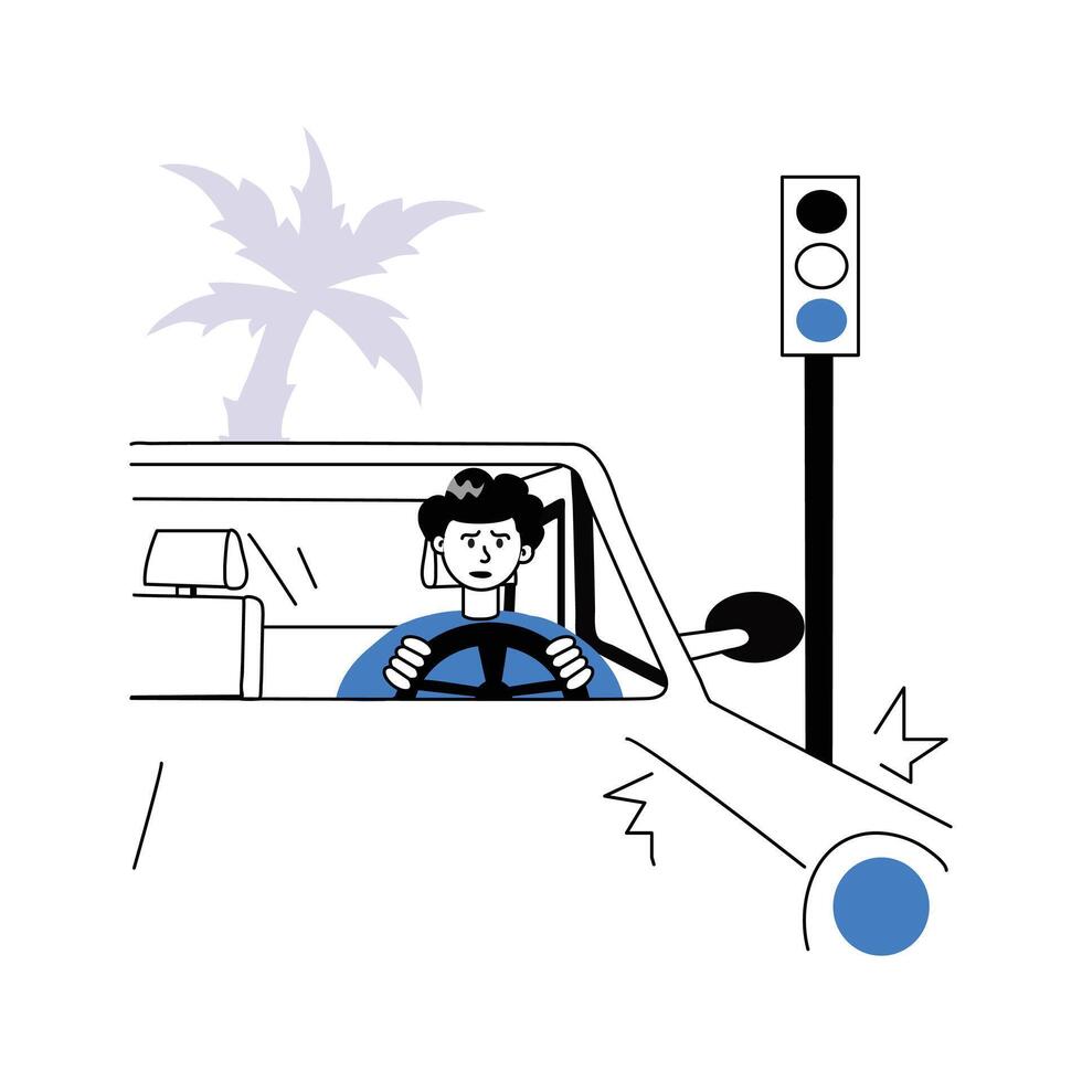 A man driving a car in summer season, concept illustration of drive carefully vector