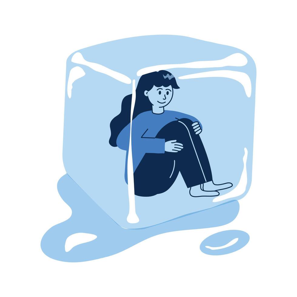 Summer phobia, heat phobia character illustration in editable style vector