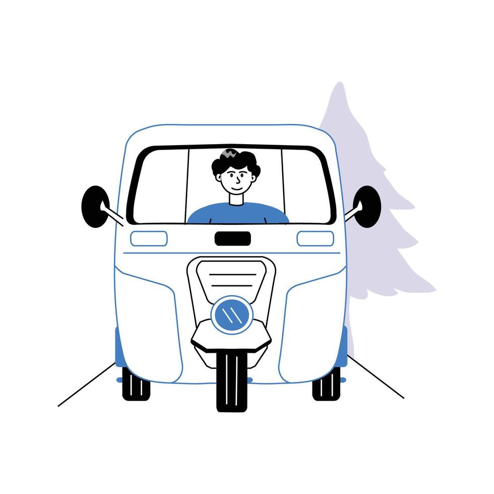 Auto rickshaw ride illustration in modern style vector