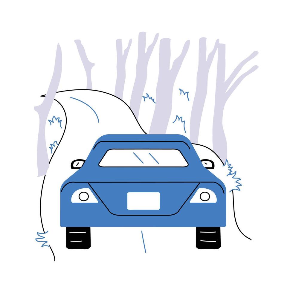 A car going through forest showing forest traveling illustration vector