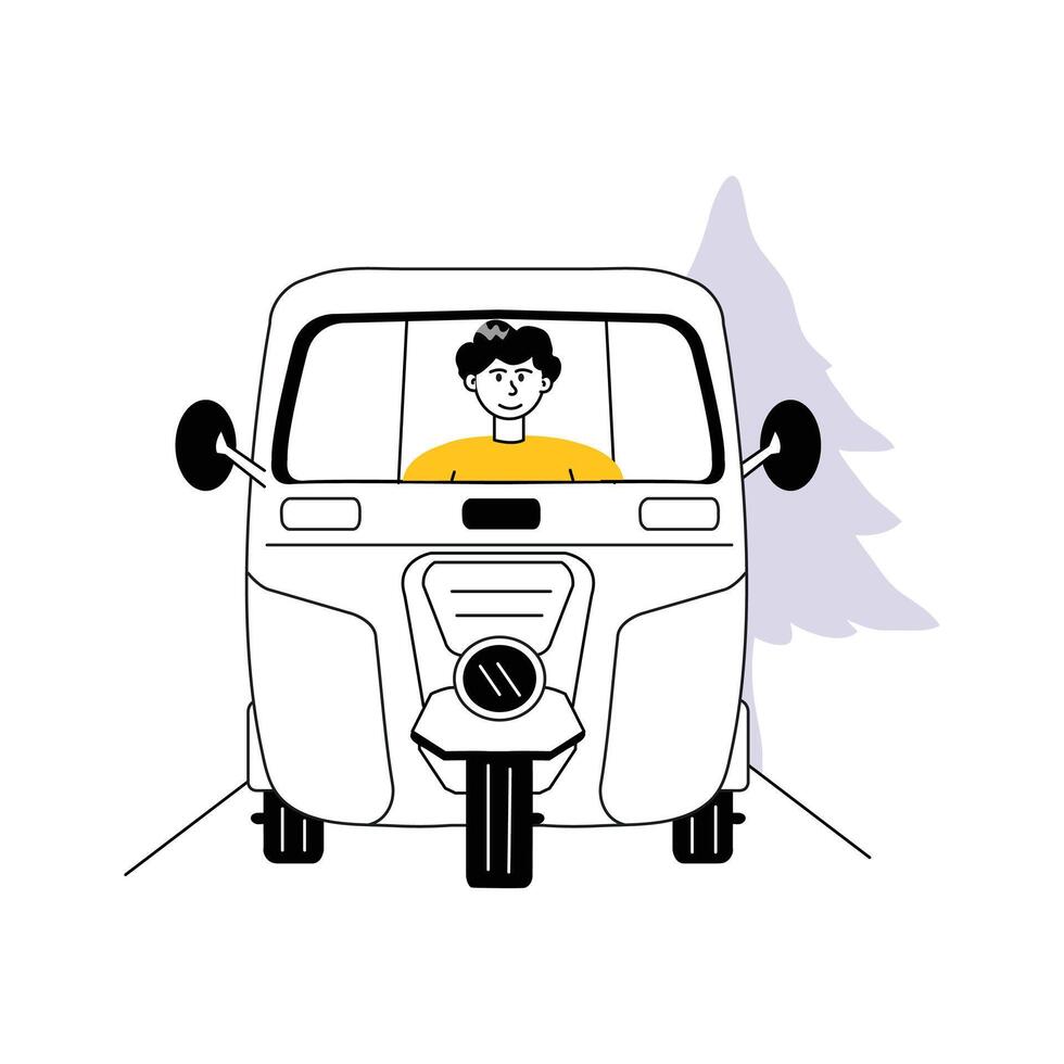 Auto rickshaw ride illustration in modern style vector