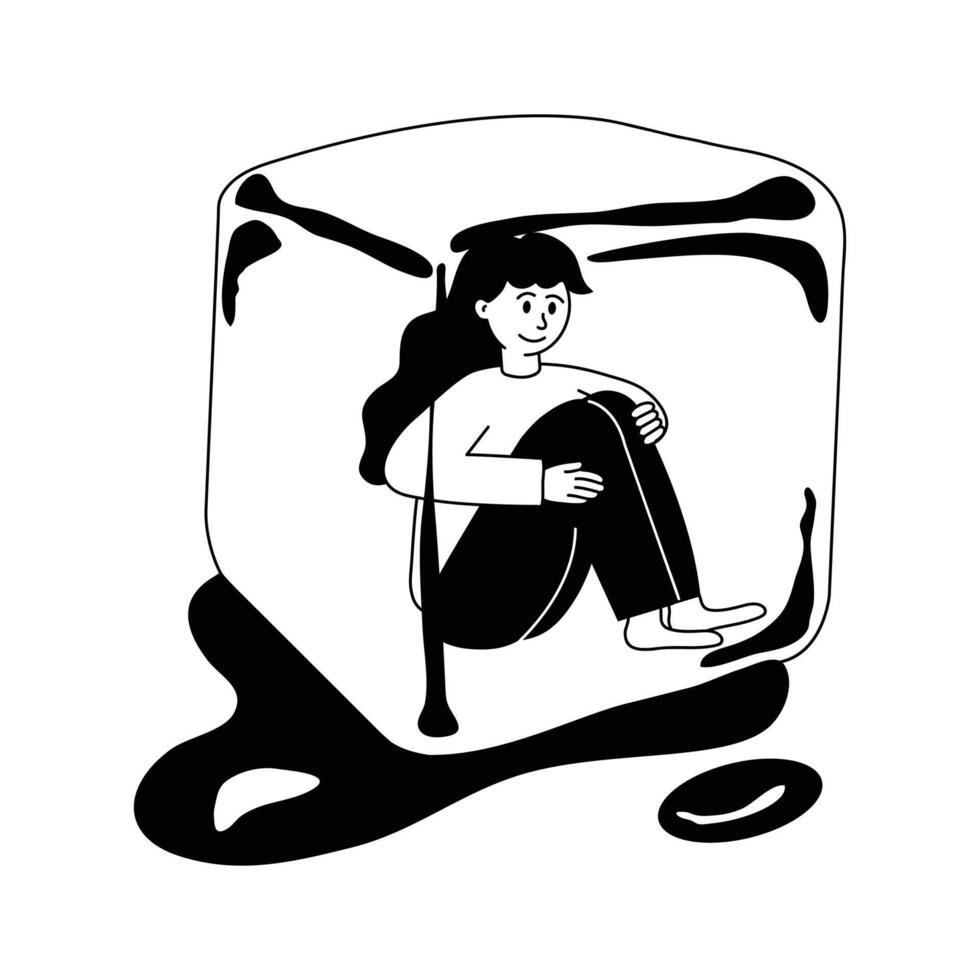 Summer phobia, heat phobia character illustration in editable style vector