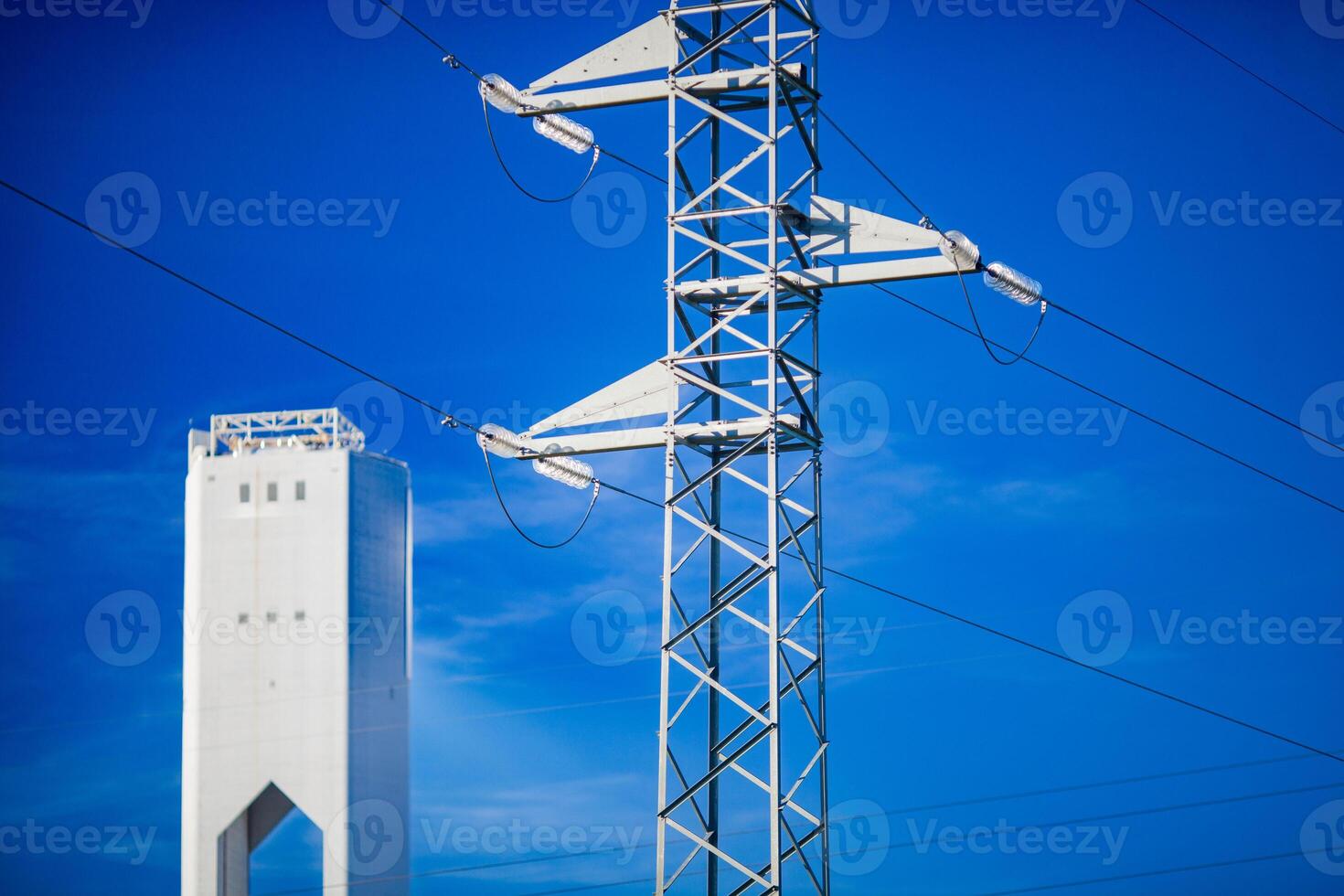 High Tension Lines by Solar Tower in Spain photo