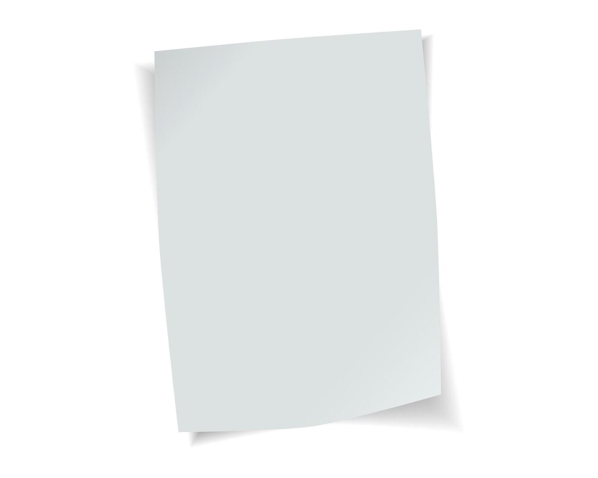 paper format A4 size with realistic shadow. White blank page isolated on background. Mock up template. vector
