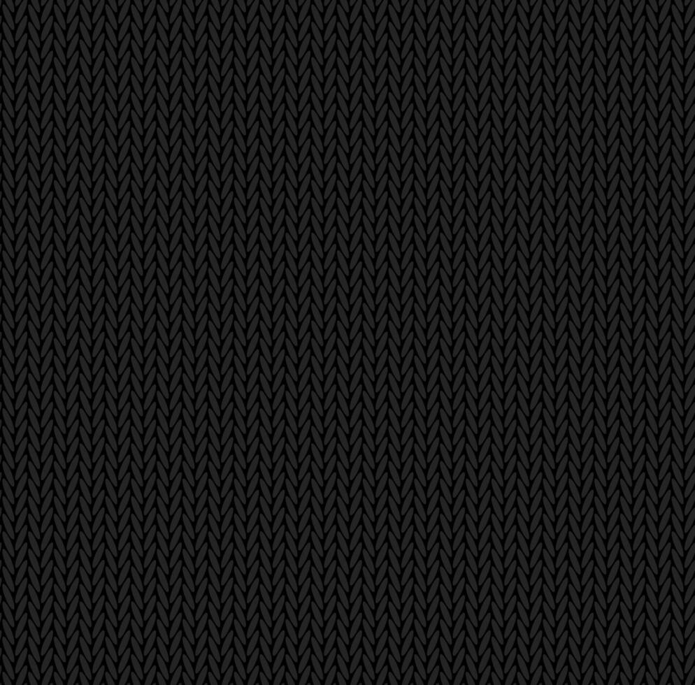 Knit texture black color. seamless pattern fabric. Knitting background flat design. vector