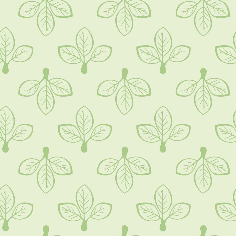Hand drawn floral pattern design. Simple ornament with plant and leaf. vector