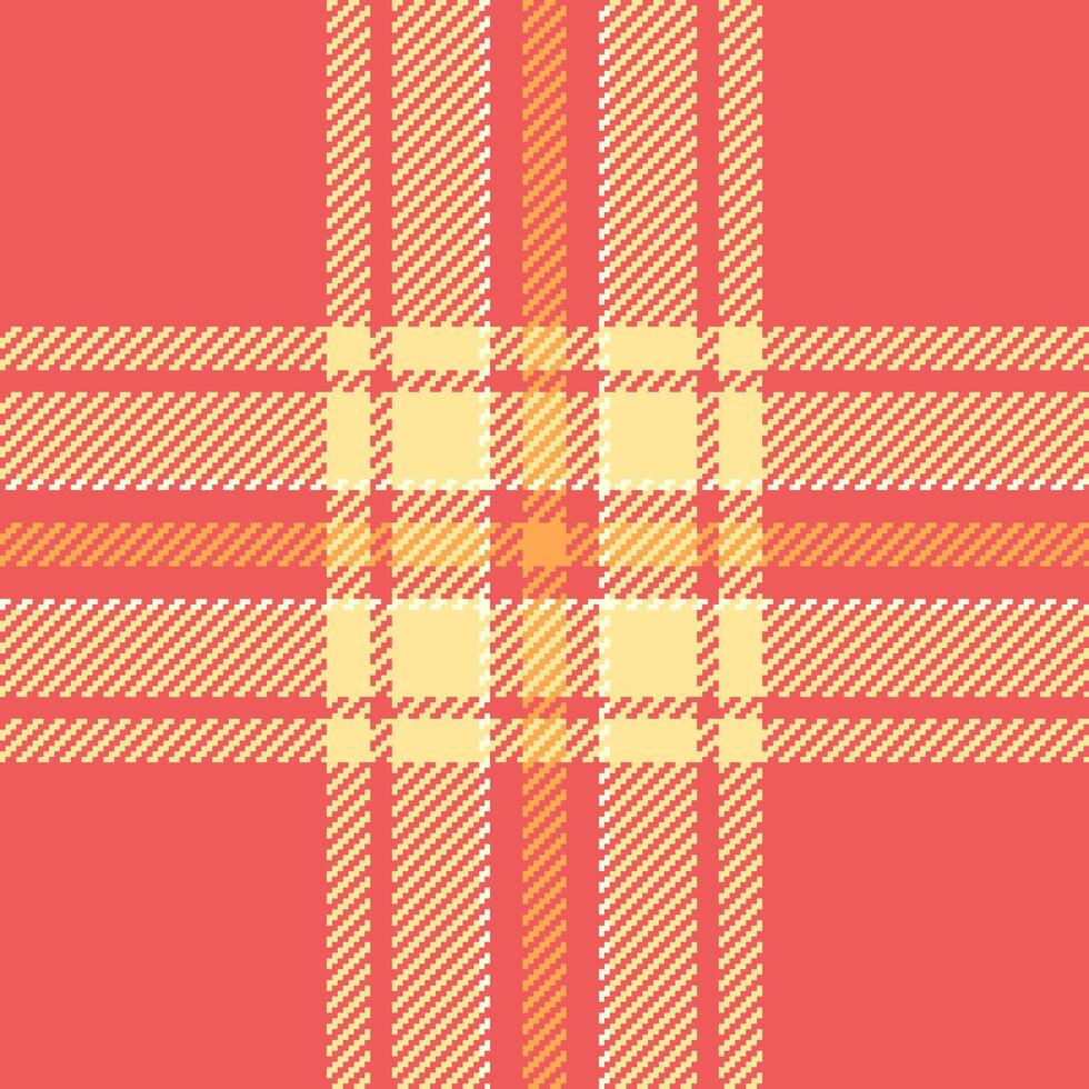 Model texture seamless plaid, native tartan check pattern. Apparel textile fabric background in red and yellow colors. vector