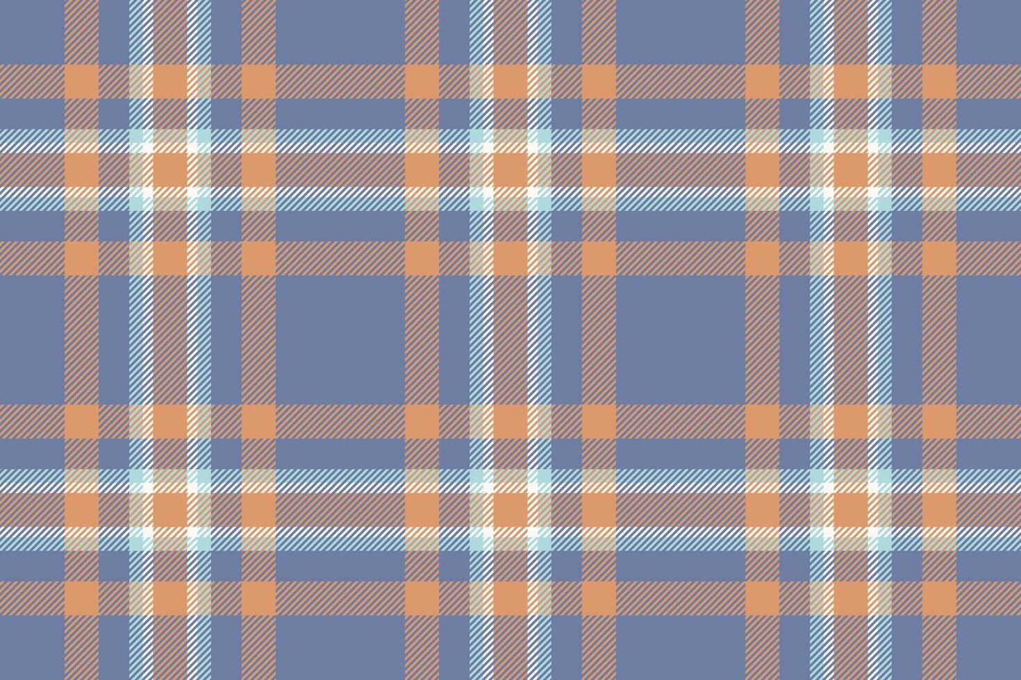 Length check background fabric, victorian seamless plaid textile. Simplicity texture tartan pattern in blue and orange colors. vector