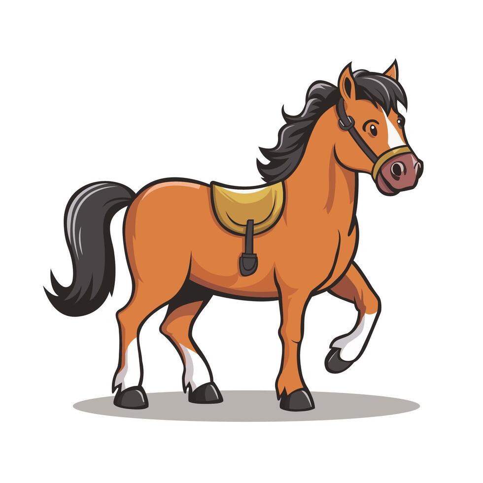 Cartoonish Editable Horse Illustration Fun and Playful Animal Art vector