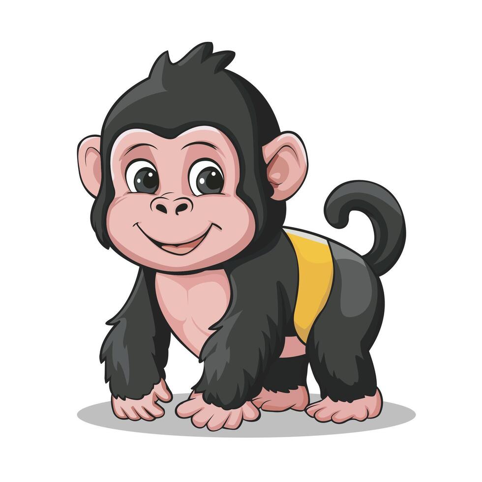 Cartoonish Editable Gorilla Illustration Fun and Playful Animal Art vector