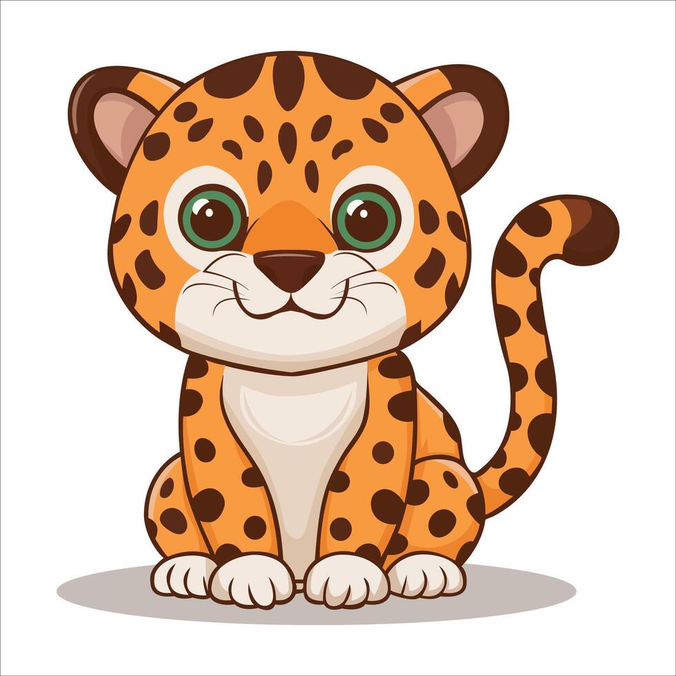 Cartoonish Illustration of a Jaguar on a White Background vector