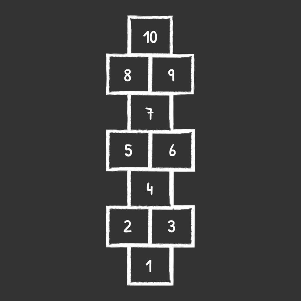 Hopscotch kid activity game, drawn with chalk. illustration vector