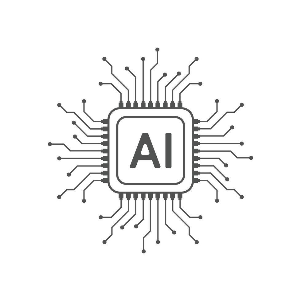 Artificial intelligence circuit line style. Machine learning design. Smart network digital technology vector