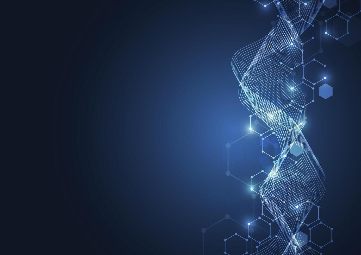 Abstract hexagonal molecular structures in technology background and science style. Medical design vector