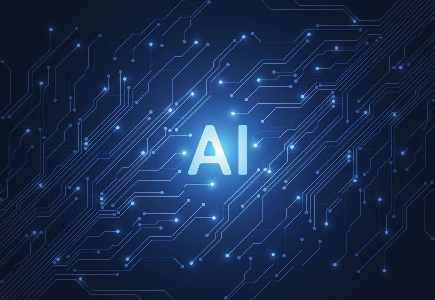 Artificial intelligence chipset on circuit board in futuristic concept technology artwork for web, banner, card, cover vector