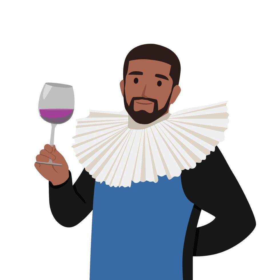 Historical governor from the golden age with corrugated round collar. vector