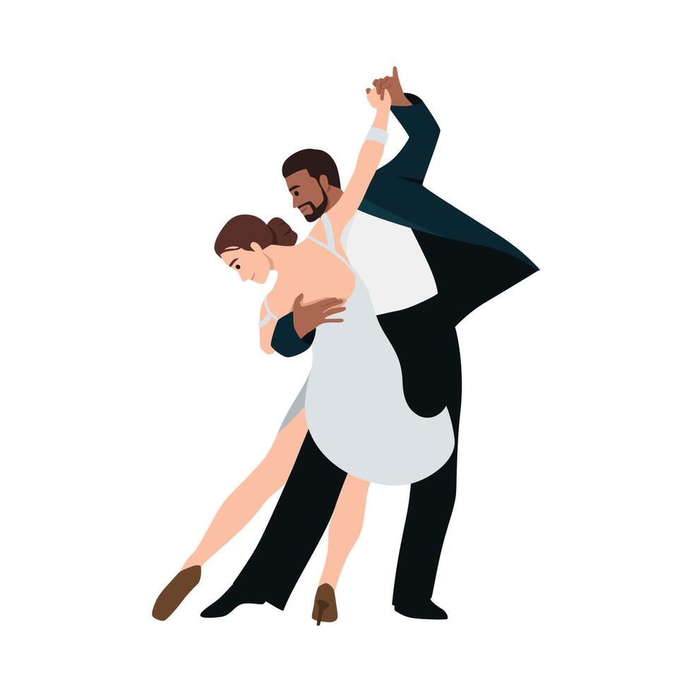 Man and woman dancing on the floor at party. vector