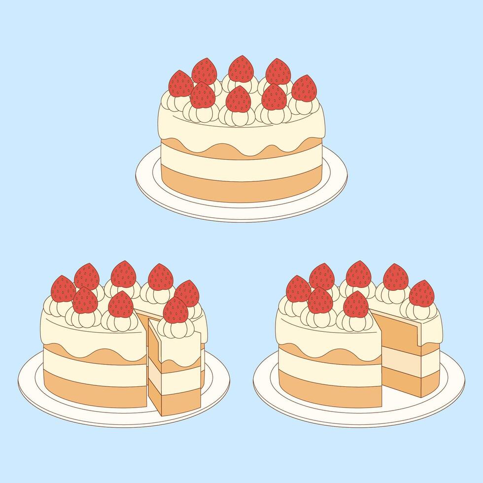 strawberry pound shortcake vector
