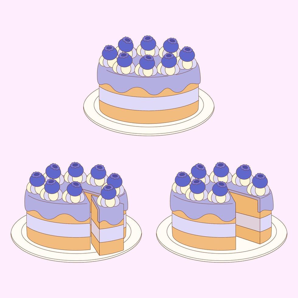 blueberry pound cake vector