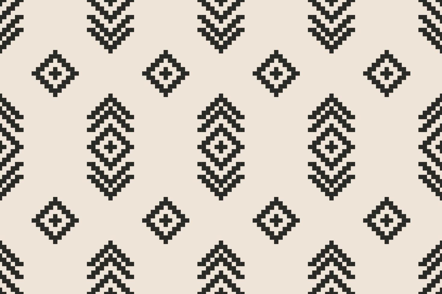 Pixel art fabric pattern, ethnic oriental geometric embroidery, traditional aztec abstract background, design for surface, fabric, clothing, wrap and sarong. vector