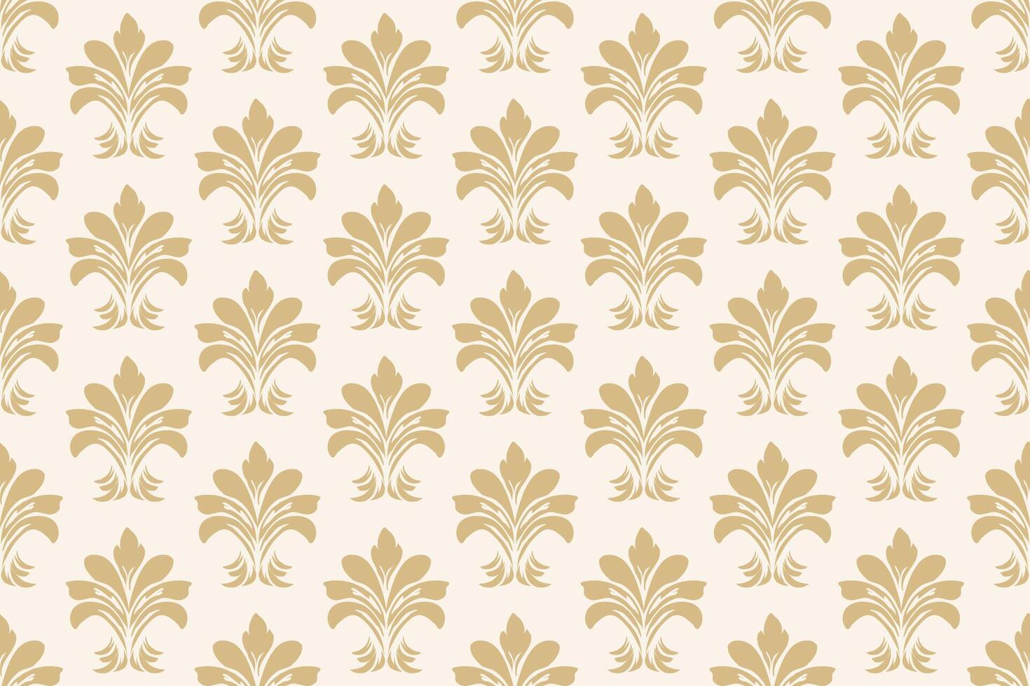 Elegant Beige Floral Damask Pattern vector