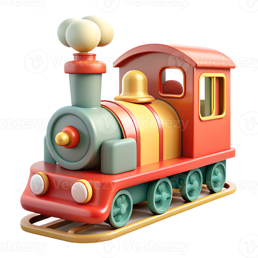 Cartoon steam train 3d icon on the transparent background. Vehicles for transportation concept png