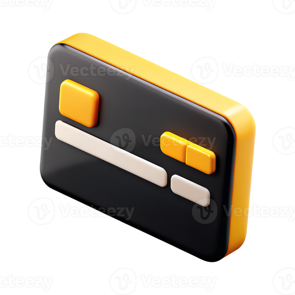 Cartoon credit card 3d icon isolated on the transparent background. Fintech concept design png