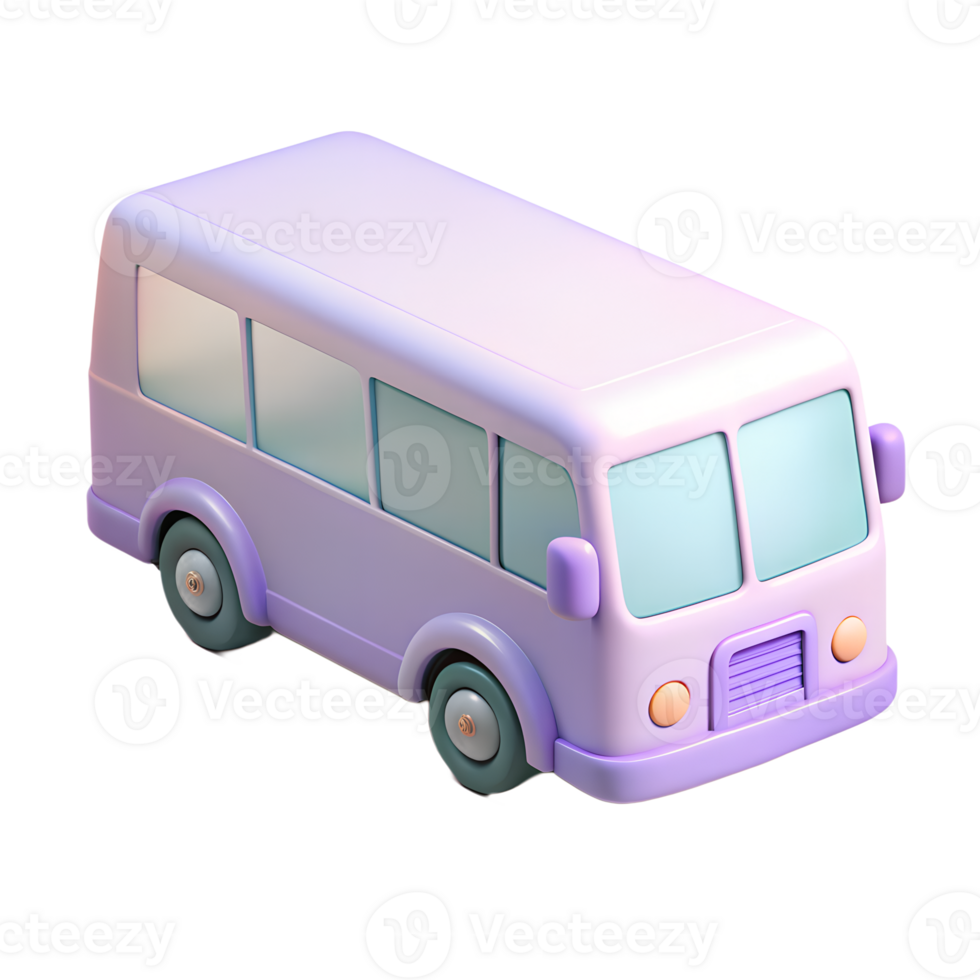 Cartoon bus 3d icon isolated on the transparent background. Vehicles for transportation concept png