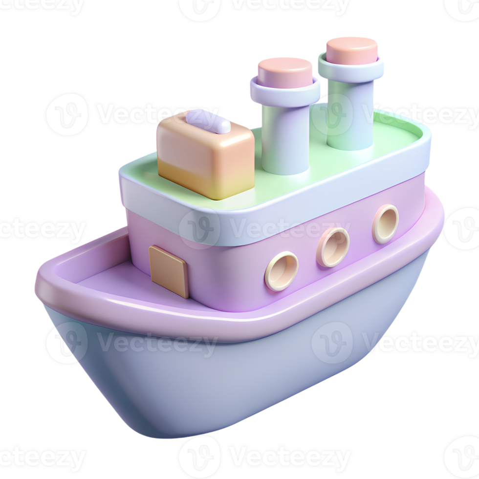Cartoon ship 3d icon on the transparent background. Vehicles for transportation concept png