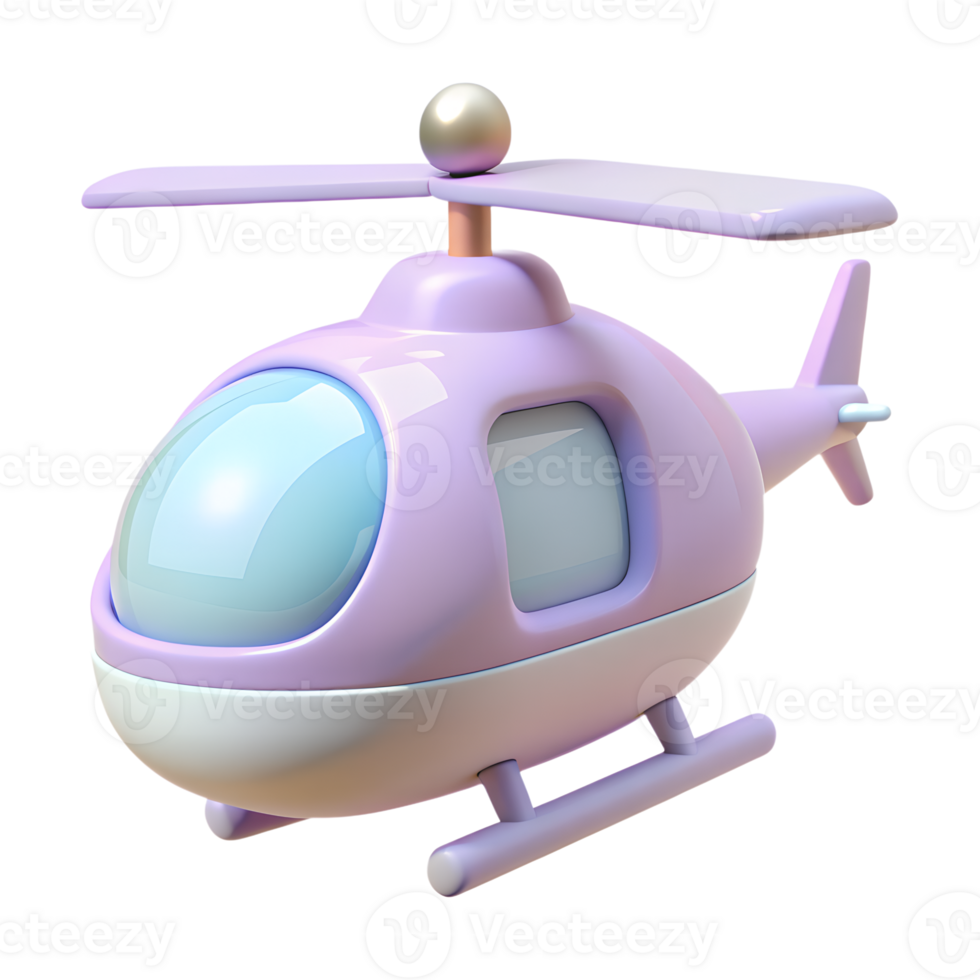 Cartoon helicopter 3d icon on the transparent background. Vehicles for transportation concept png