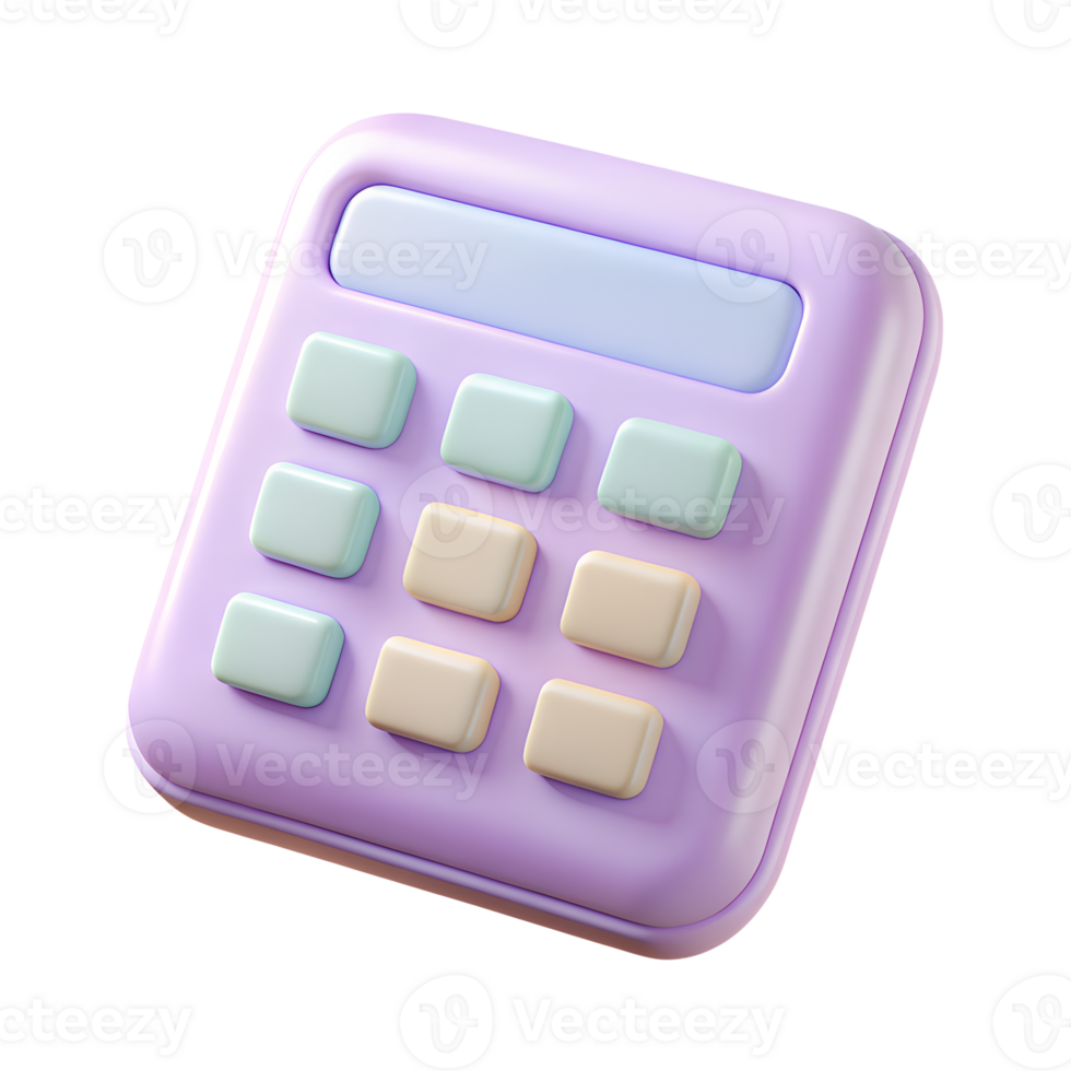 Cartoon calculator 3d icon isolated on the transparent background. Fintech concept design png