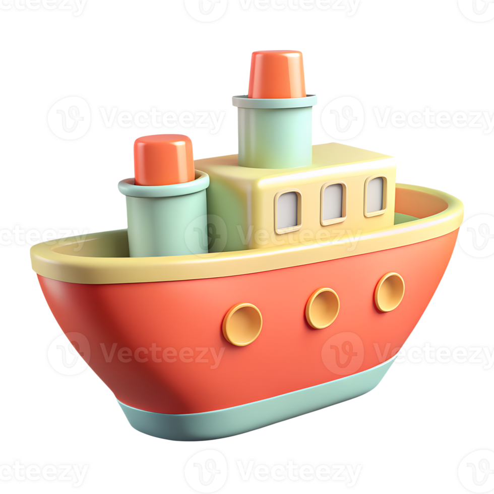 Cartoon ship 3d icon on the transparent background. Vehicles for transportation concept png