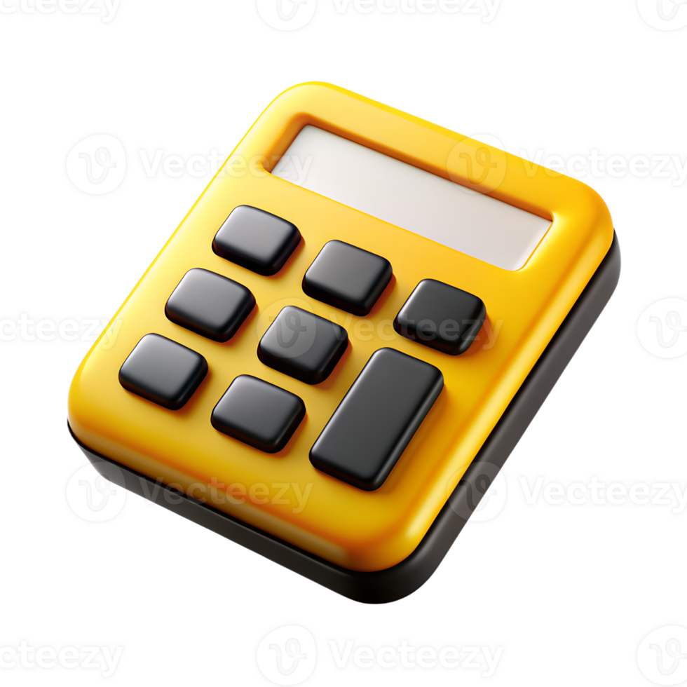 Cartoon calculator 3d icon isolated on the transparent background. Fintech concept design png