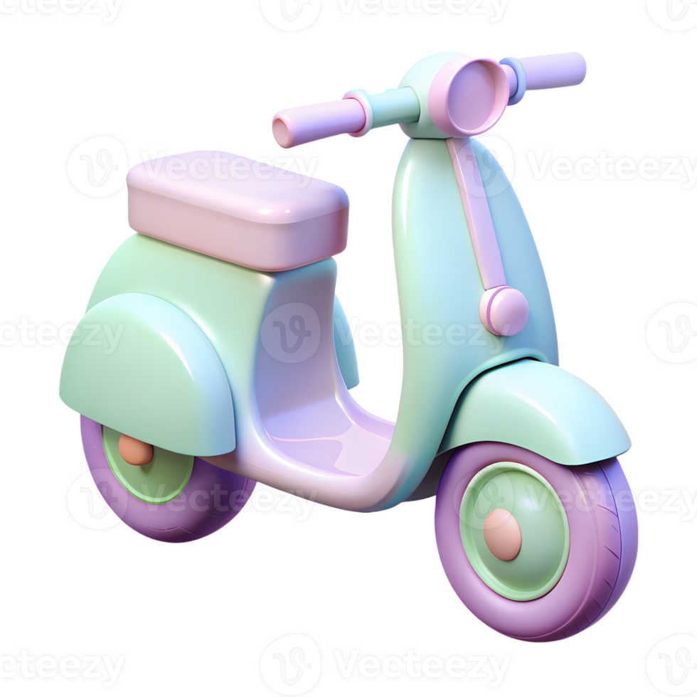 Cartoon scooter 3d icon on the transparent background. Vehicles for transportation concept png