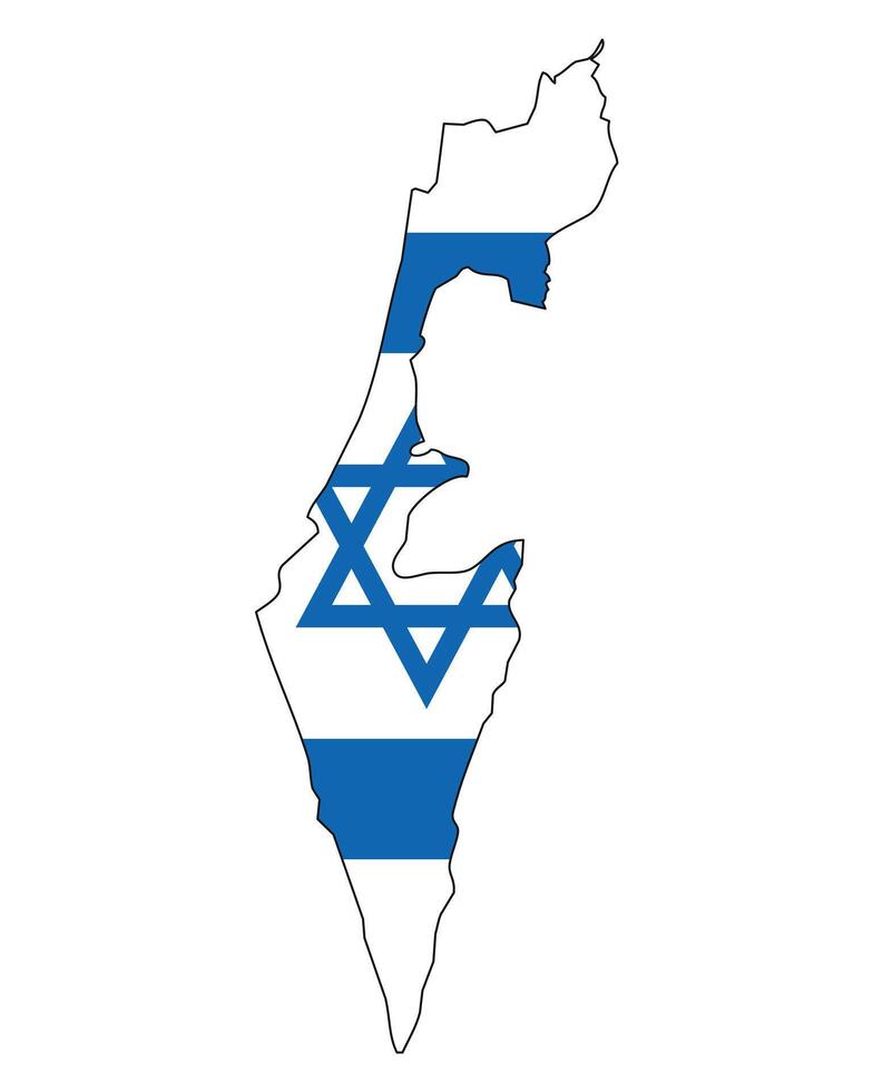 Israel map with flag - outline of a state with a national flag, white background vector