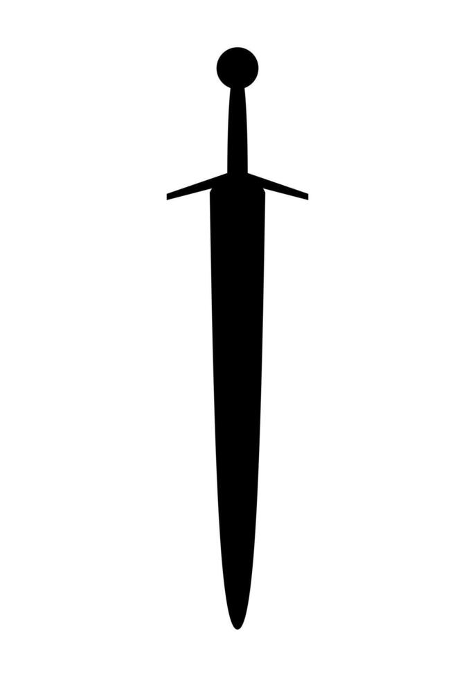 Sword silhouette - illustration of medieval sword isolated on a white background vector